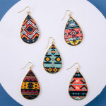 Wholesale metal teardrop earrings wood inspired tribal details