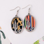 Wholesale faux leather serape encased western cactus dangle earrings
