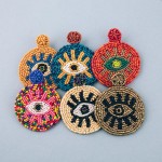 Wholesale seed beaded felt disc evil eye earrings