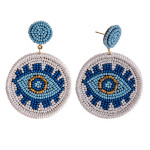 Wholesale seed beaded felt evil eye dangle earrings