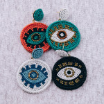 Wholesale seed beaded felt evil eye dangle earrings