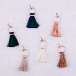 Wholesale fan tassel bar stud open circle dangle earrings