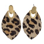Wholesale leopard print faux fur feather drop earrings