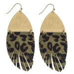 Wholesale faux fur leopard print feather linked drop earrings