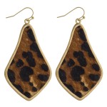 Wholesale leopard print faux fur encased arabesque drop earrings