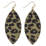 Wholesale leopard print faux fur pointed oval drop earrings