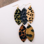 Wholesale leopard print faux fur pointed oval drop earrings