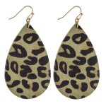 Wholesale leopard print cowhide teardrop earrings