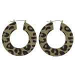 Wholesale leopard print cowhide flat pin catch hoop earrings diameter