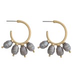 Wholesale faux pearl metal open hoop earrings