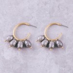Wholesale faux pearl metal open hoop earrings