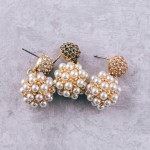 Wholesale rhinestone studded pearl beaded ball drop earrings