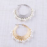 Wholesale pearl beaded metal pin catch hoop earrings diameter