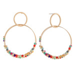 Wholesale semi precious double circle beaded dangle earrings