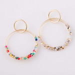 Wholesale semi precious double circle beaded dangle earrings