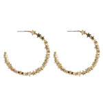 Wholesale gold star beaded open hoop earrings diameter