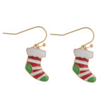 Wholesale enamel Christmas stocking dangle earrings