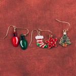 Wholesale enamel Christmas stocking dangle earrings