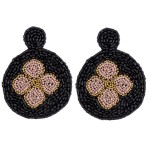 Wholesale seed beaded felt flower disc earrings diameter