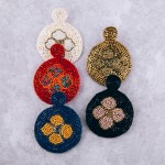 Wholesale seed beaded felt flower disc earrings diameter