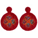 Wholesale seed beaded felt flower disc earrings diameter