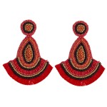 Wholesale seed beaded felt teardrop tassel boho earrings