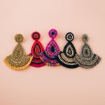 Wholesale seed beaded felt teardrop tassel boho earrings