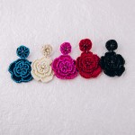 Wholesale seed beaded felt flower blossom drop earrings