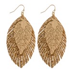 Wholesale filigree leaf glittery feather drop earrings