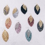 Wholesale filigree leaf glittery feather drop earrings