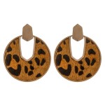 Wholesale cowhide leopard print encased drop disc earrings diameter