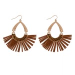 Wholesale hammered hinge teardrop faux leather tassel earrings snakeskin details
