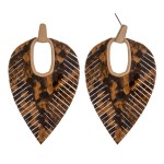 Wholesale faux leather snakeskin hinge cut out earrings