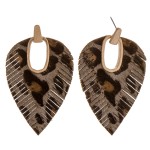 Wholesale faux leather cowhide leopard print hinge cut out earrings