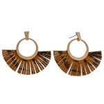 Wholesale cowhide leopard print faux leather tassel earrings