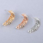 Wholesale brass metal fringe leaf earrings