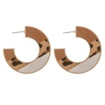 Wholesale multi faux leather leopard print encased hoop earrings diameter