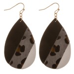 Wholesale multi faux leather leopard print teardrop earrings