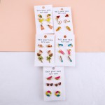 Wholesale enamel summer time stud earring set pairs pack Watermelon Popsicle Uni