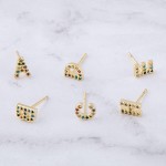 Dainty 16k Gold dip plated cubic zirconia initial B mix match stud earrings.

- Approximately 5mm 