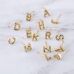 Wholesale dainty k Gold dip plated cubic zirconia initial D mix match stud earri