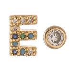 Dainty 16k Gold dip plated cubic zirconia initial E mix match stud earrings.

- Approximately 5mm 