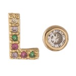 Wholesale dainty k Gold dip plated cubic zirconia initial L mix match stud earri