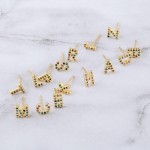 Wholesale dainty k Gold dip plated cubic zirconia initial N mix match stud earri