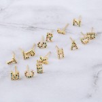 Dainty 16k Gold dip plated cubic zirconia initial N mix match stud earrings.

- Approximately 5mm 