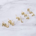 Dainty 16k Gold dip plated cubic zirconia initial P mix match stud earrings.

- Approximately 5mm 