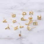 Dainty 16k Gold dip plated cubic zirconia initial W mix match stud earrings.

- Approximately 5mm 