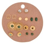 Wholesale eight pairs gold geometric boho stud earrings natural stone details cm