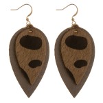 Wholesale cowhide genuine leather layered cheetah print earrings