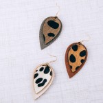 Wholesale cowhide genuine leather layered cheetah print earrings
